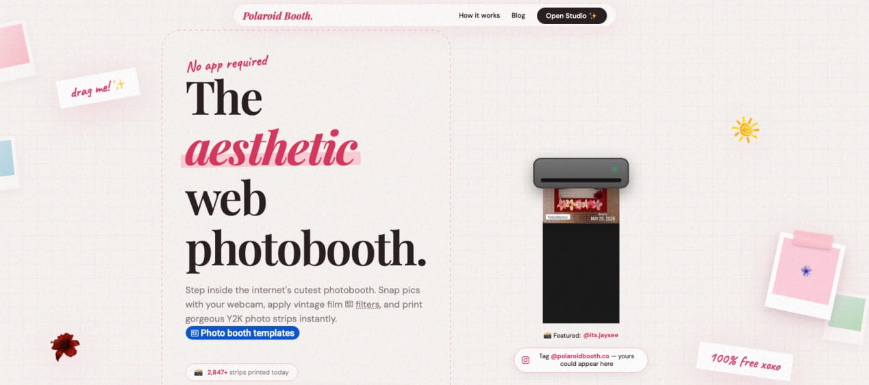 Polaroid Booth home page